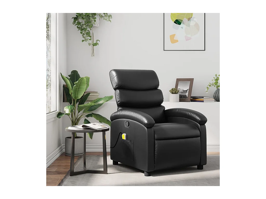 Fauteuil massant inclinable Noir Similicuir