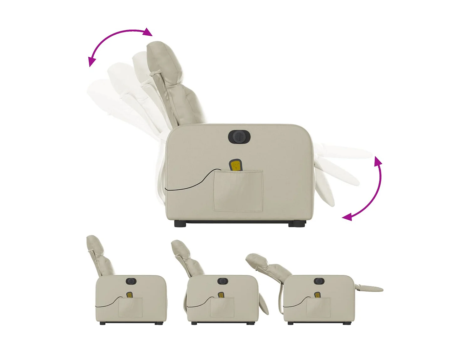 Fauteuil inclinable massant électrique crème similicuir