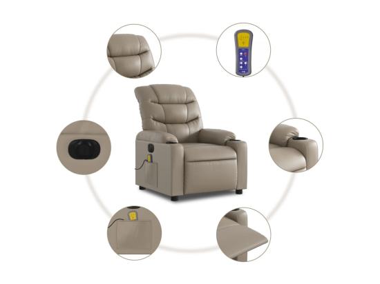 vente unique Fauteuil massant inclinable électrique cappuccino similicuir