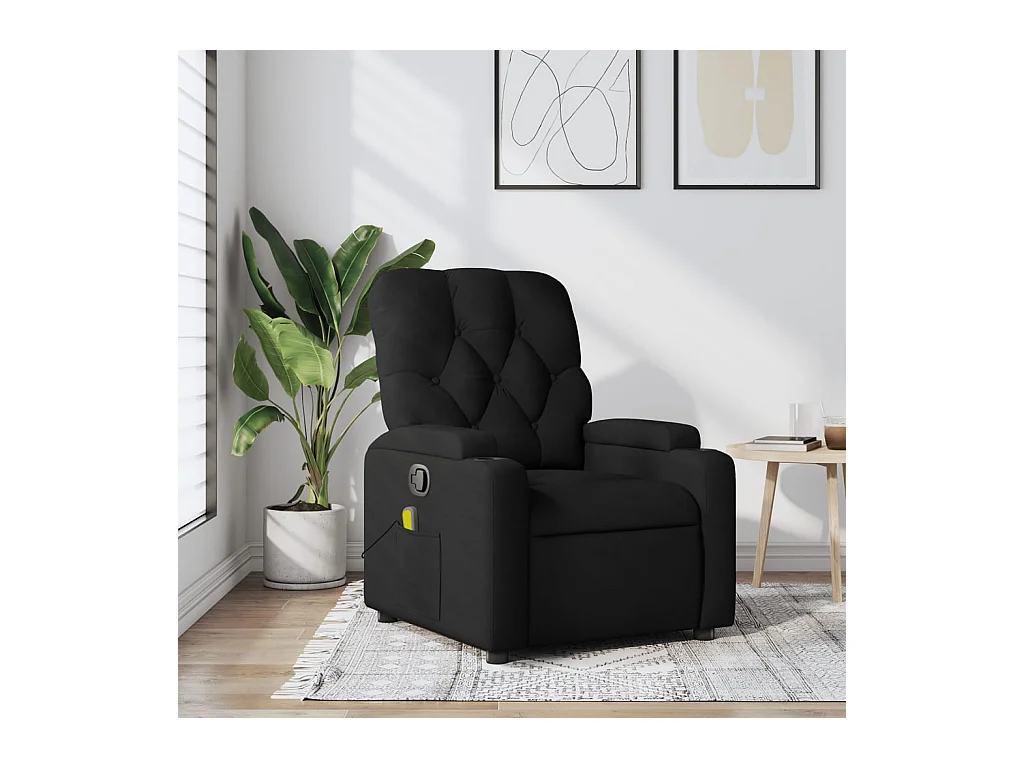 Fauteuil massant inclinable Noir Tissu