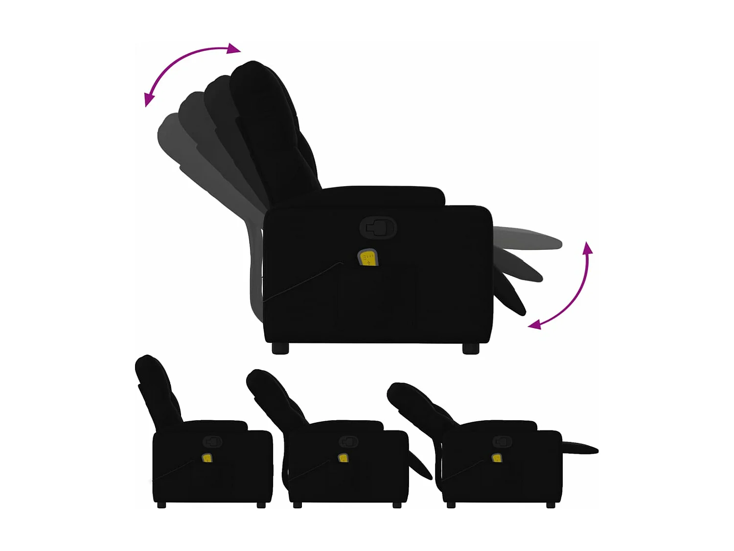 Fauteuil massant inclinable Noir Tissu