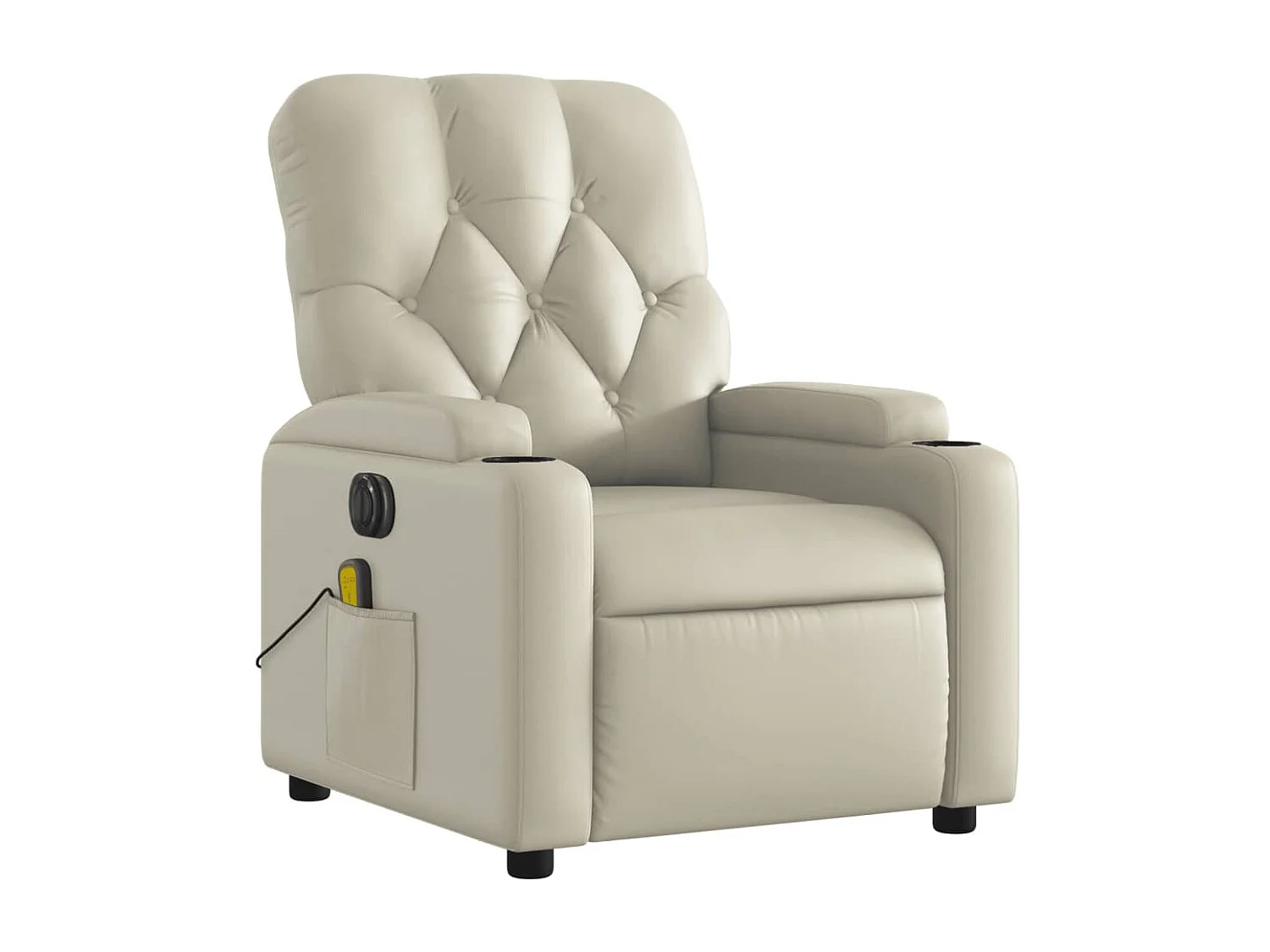 Fauteuil massant inclinable électrique crème similicuir