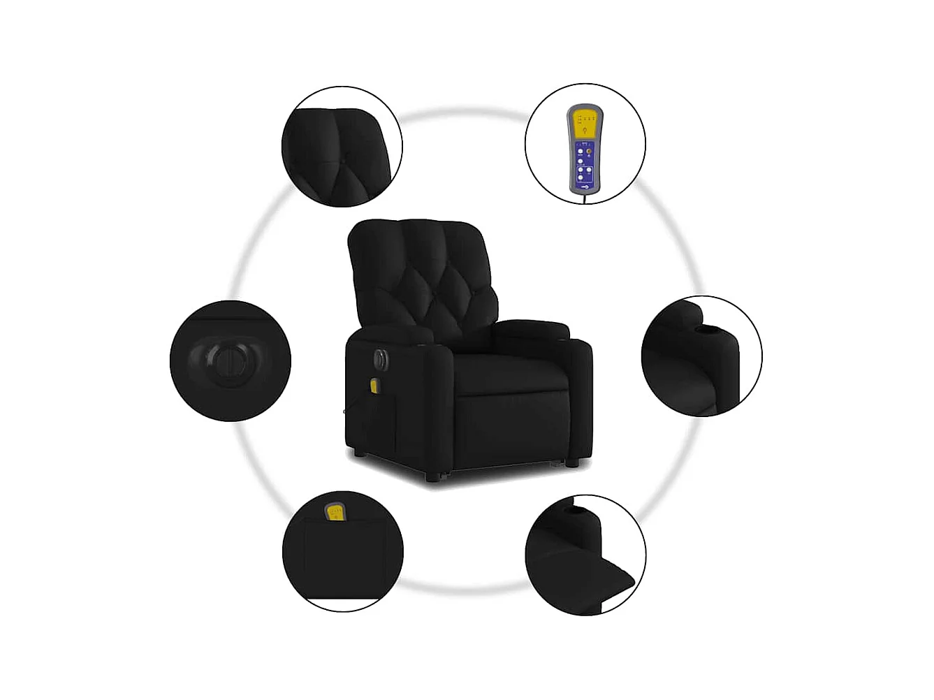 Fauteuil inclinable massant électrique noir similicuir