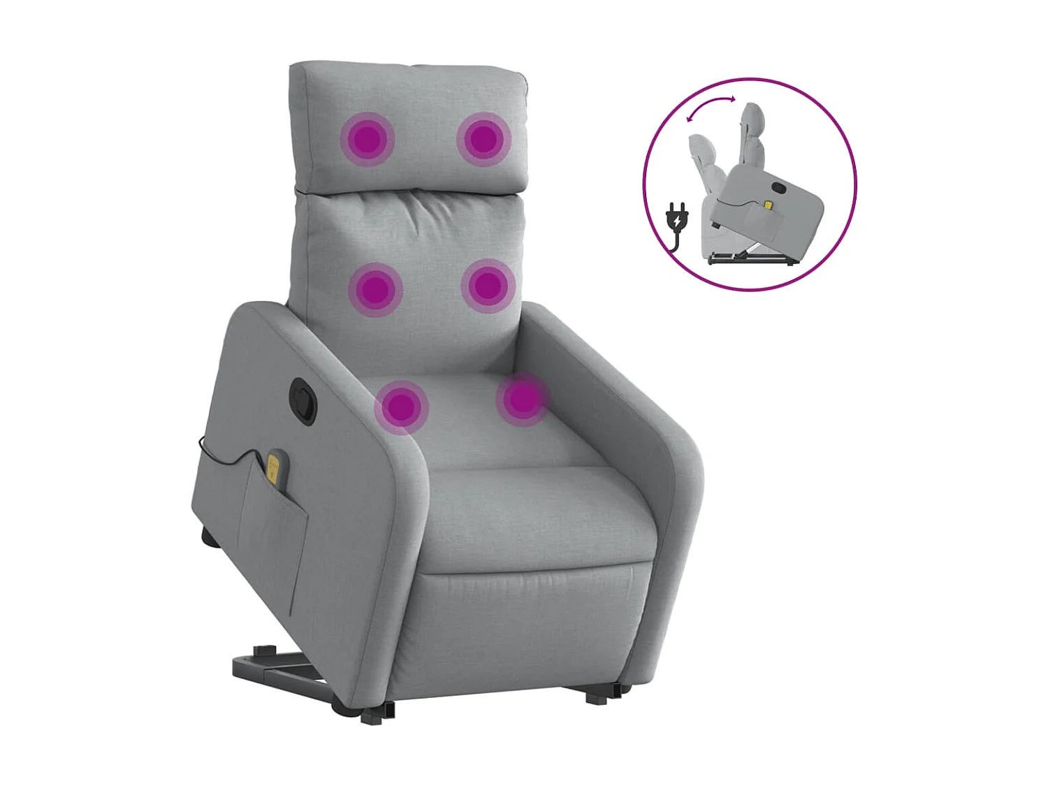 Fauteuil massant inclinable Gris clair Tissu
