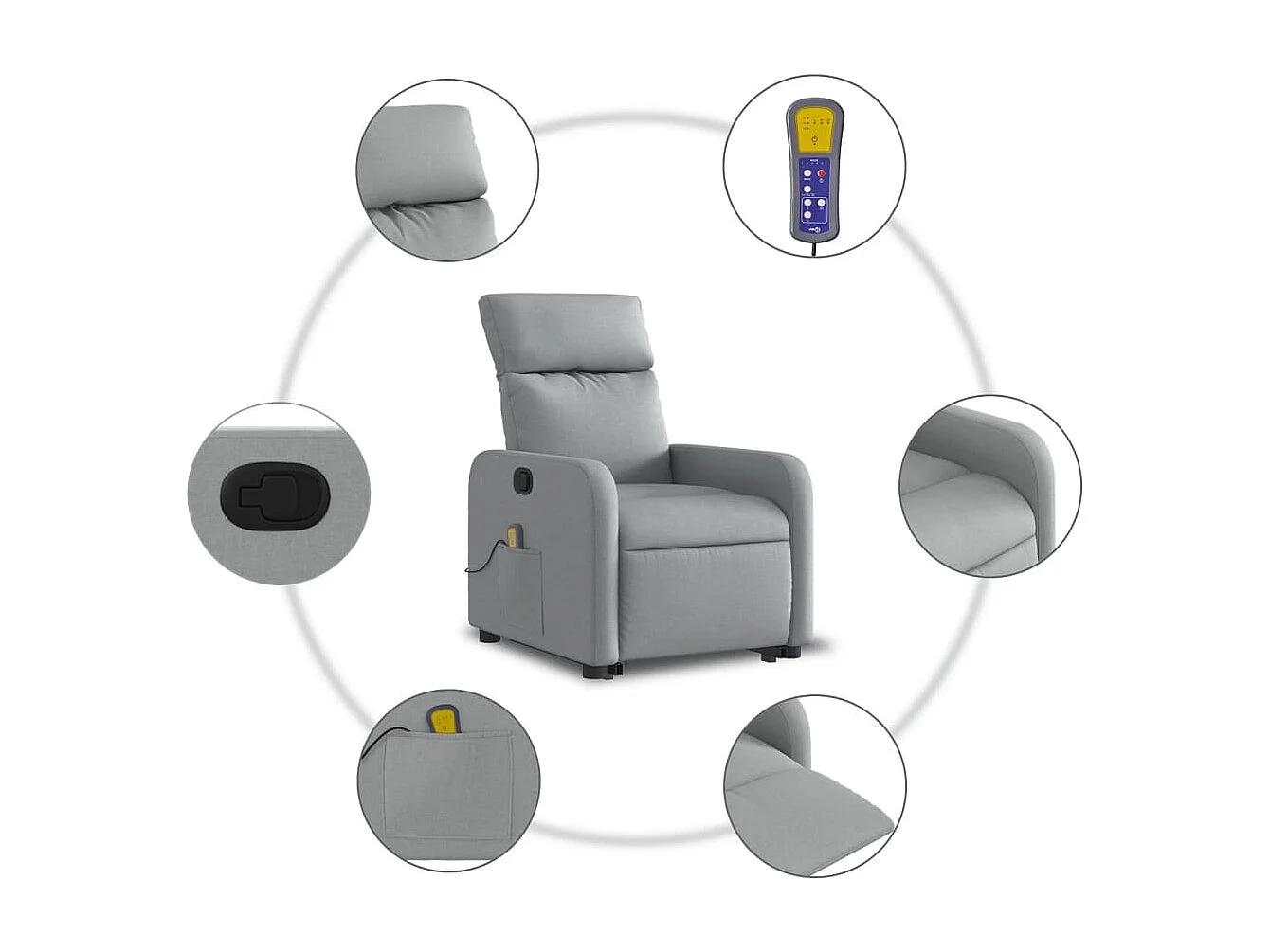 Fauteuil massant inclinable Gris clair Tissu