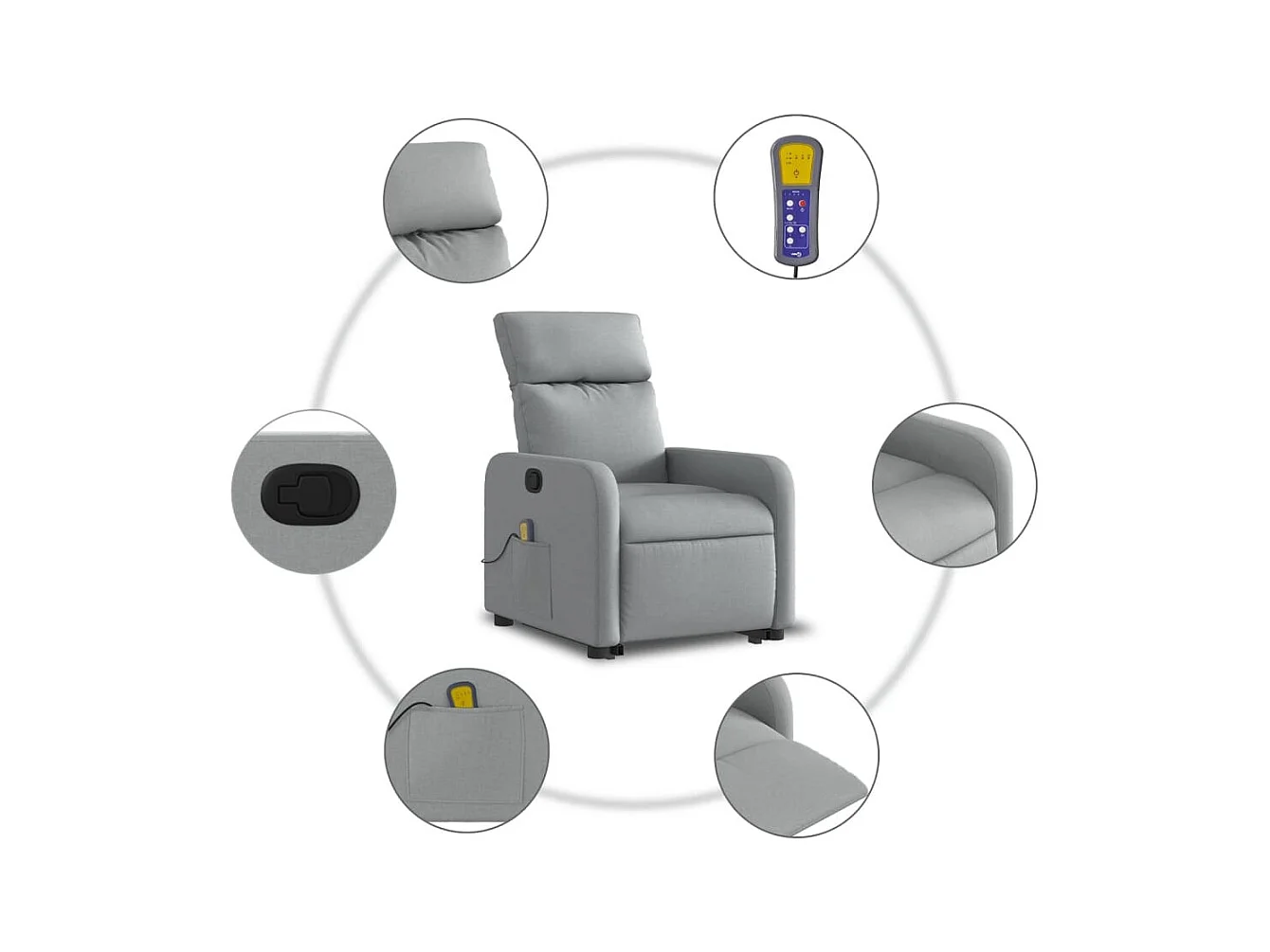 Fauteuil massant inclinable Gris clair Tissu