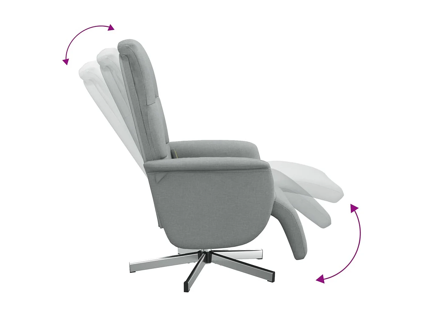 Fauteuil inclinable massant et repose-pieds gris clair tissu