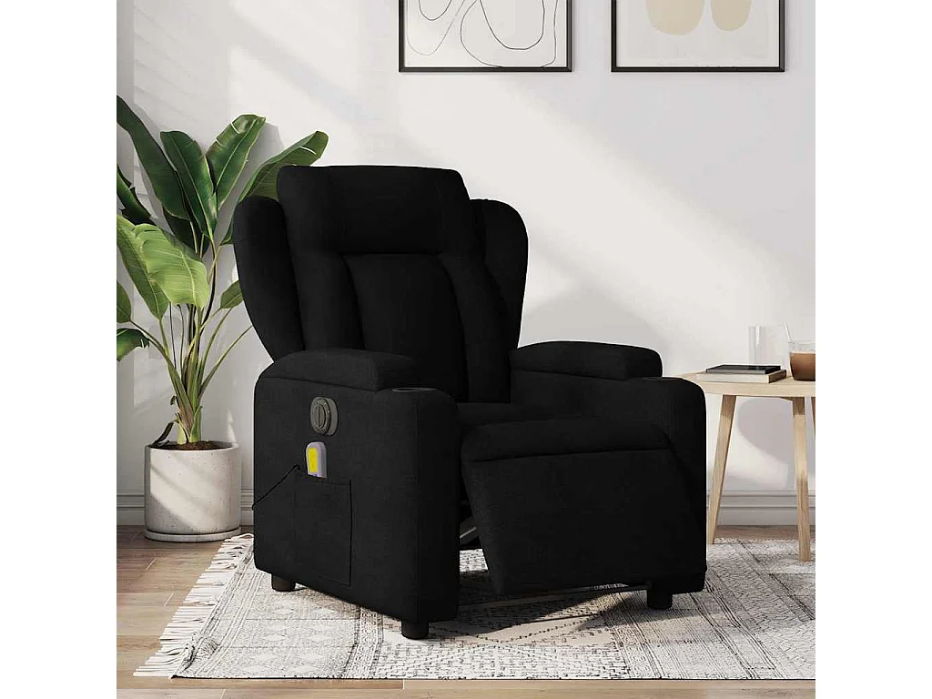 Fauteuil massant inclinable électrique Noir Tissu