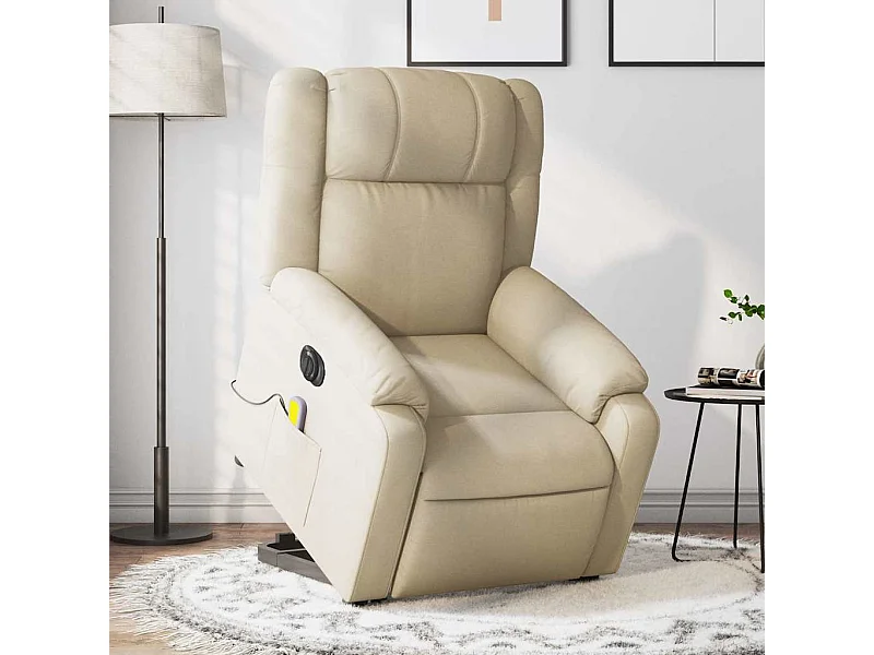 Fauteuil inclinable massant électrique Crème Tissu