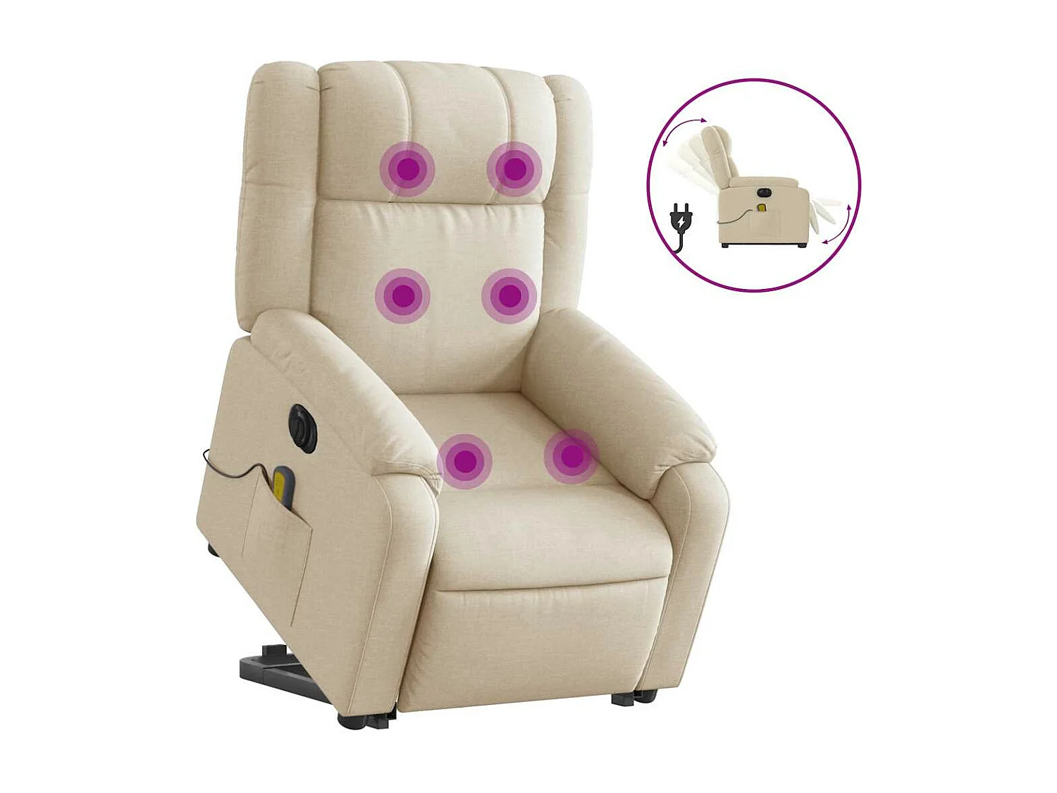 Fauteuil inclinable massant électrique Crème Tissu