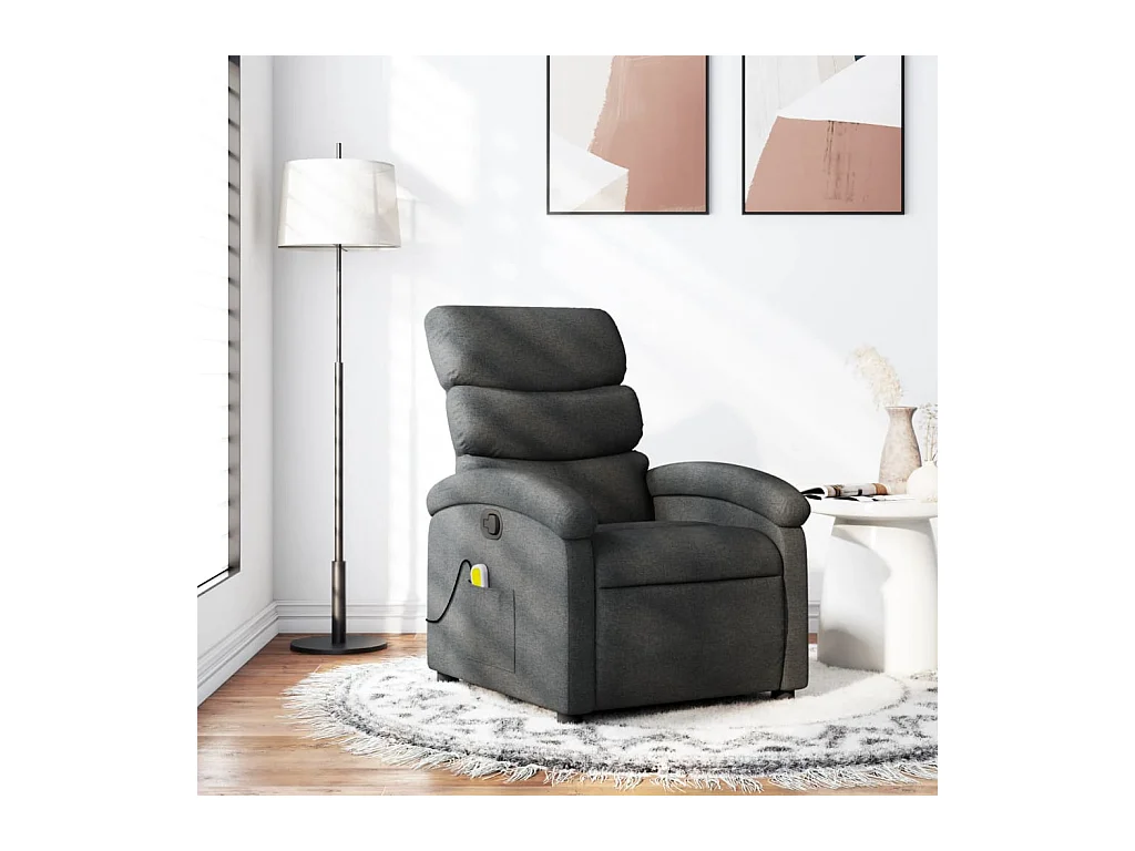 Fauteuil massant inclinable Gris foncé Tissu