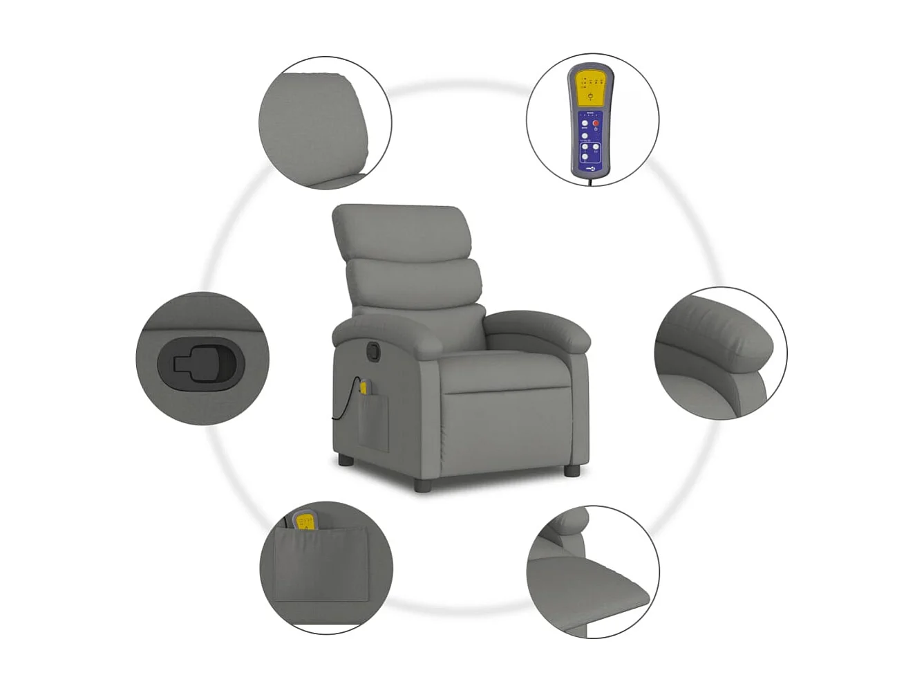 Fauteuil massant inclinable Gris foncé Tissu