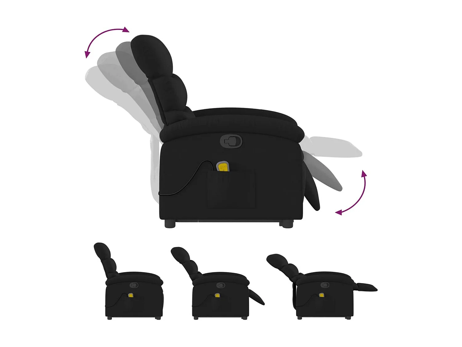 Fauteuil massant inclinable Noir Tissu