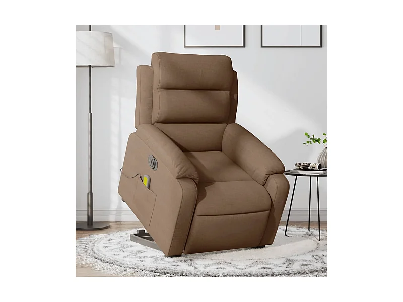 Sillón de masaje eléctrico reclinable elevable tela marrón
