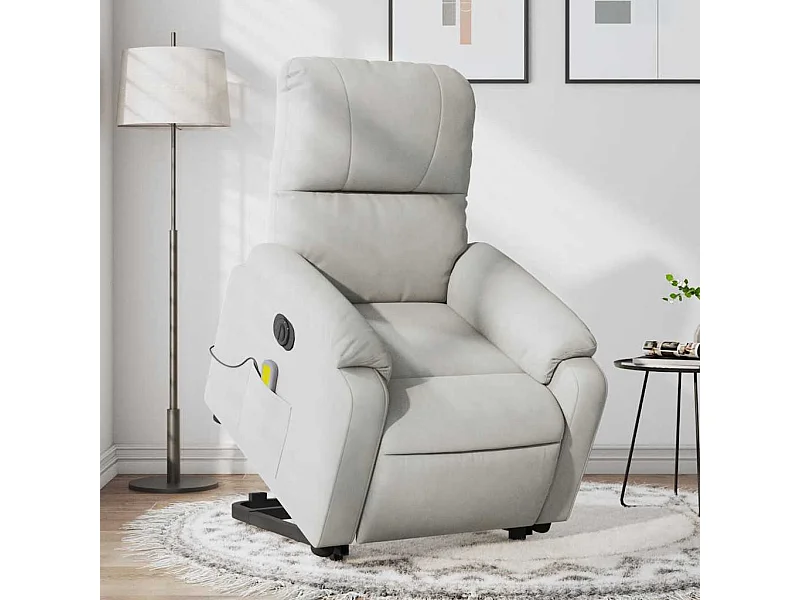 Sillón masaje eléctrico reclinable elevable tela gris claro