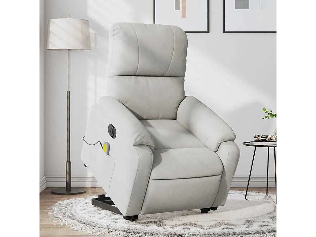 Sillón masaje eléctrico reclinable elevable tela gris claro