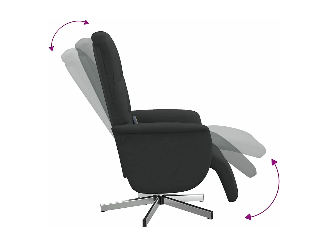 Fauteuil inclinable massant avec repose-pieds noir tissu