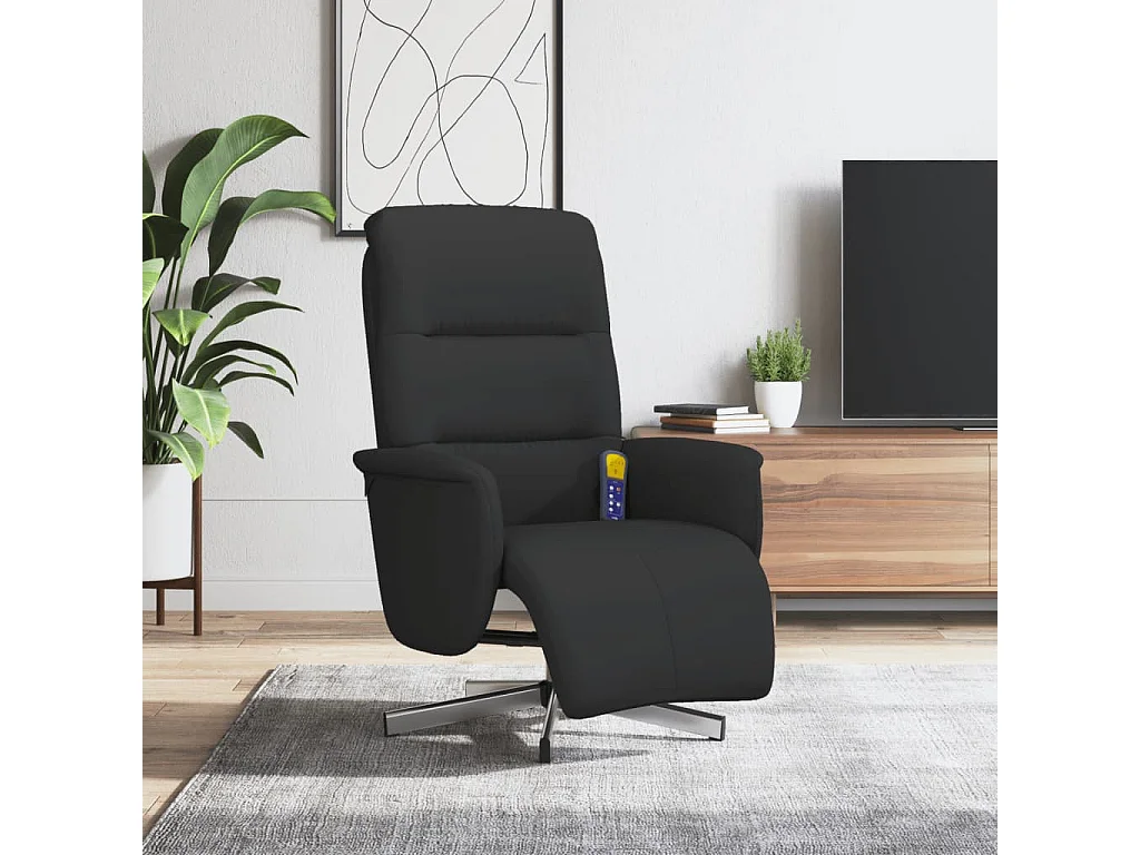 Fauteuil inclinable massant avec repose-pieds noir tissu