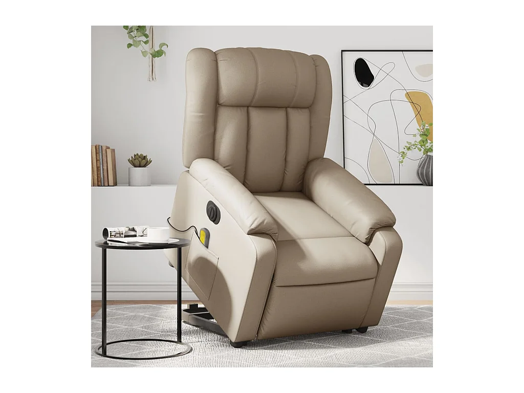 Fauteuil inclinable massant électrique cappuccino similicuir
