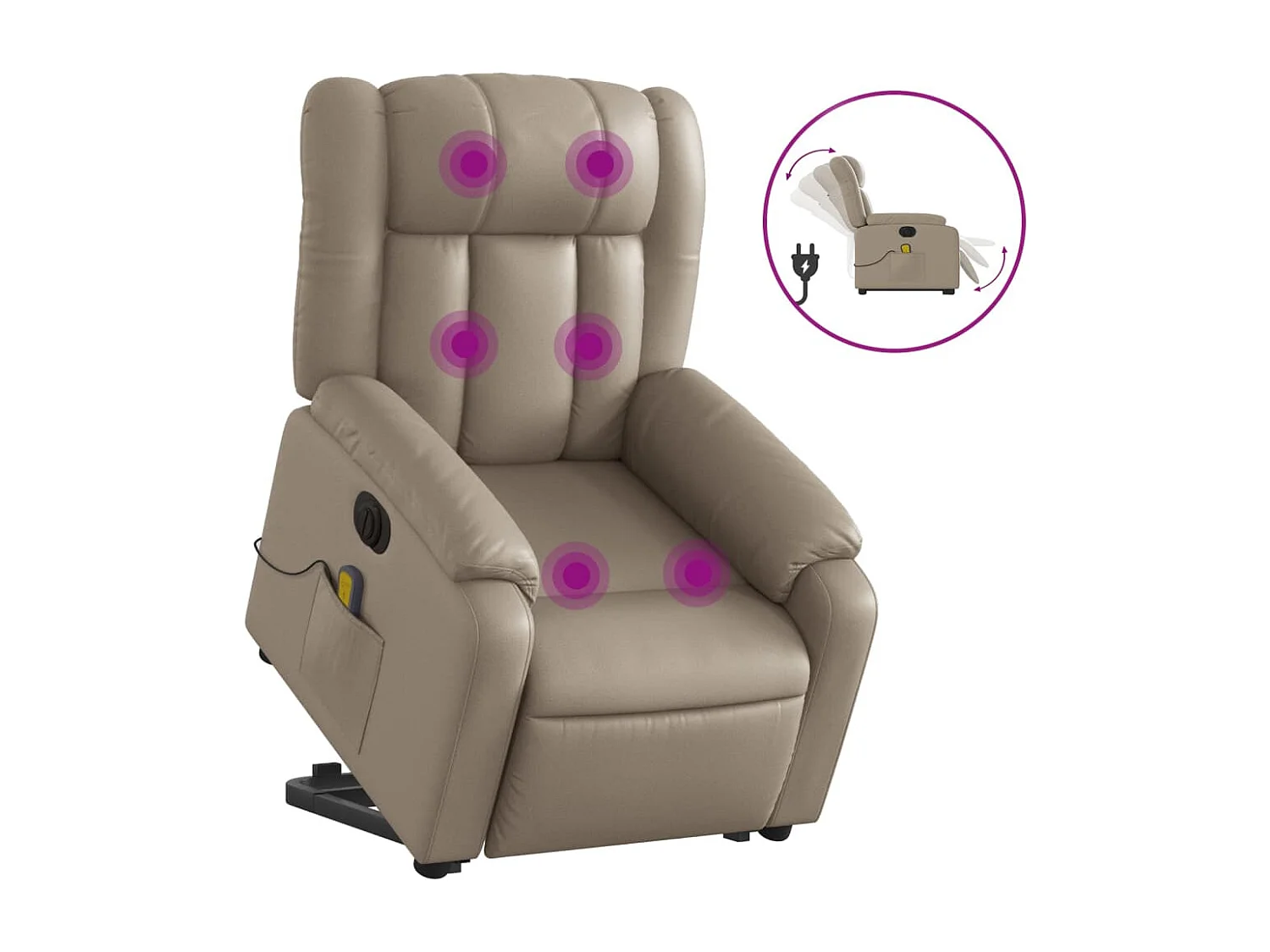 Fauteuil inclinable massant électrique cappuccino similicuir