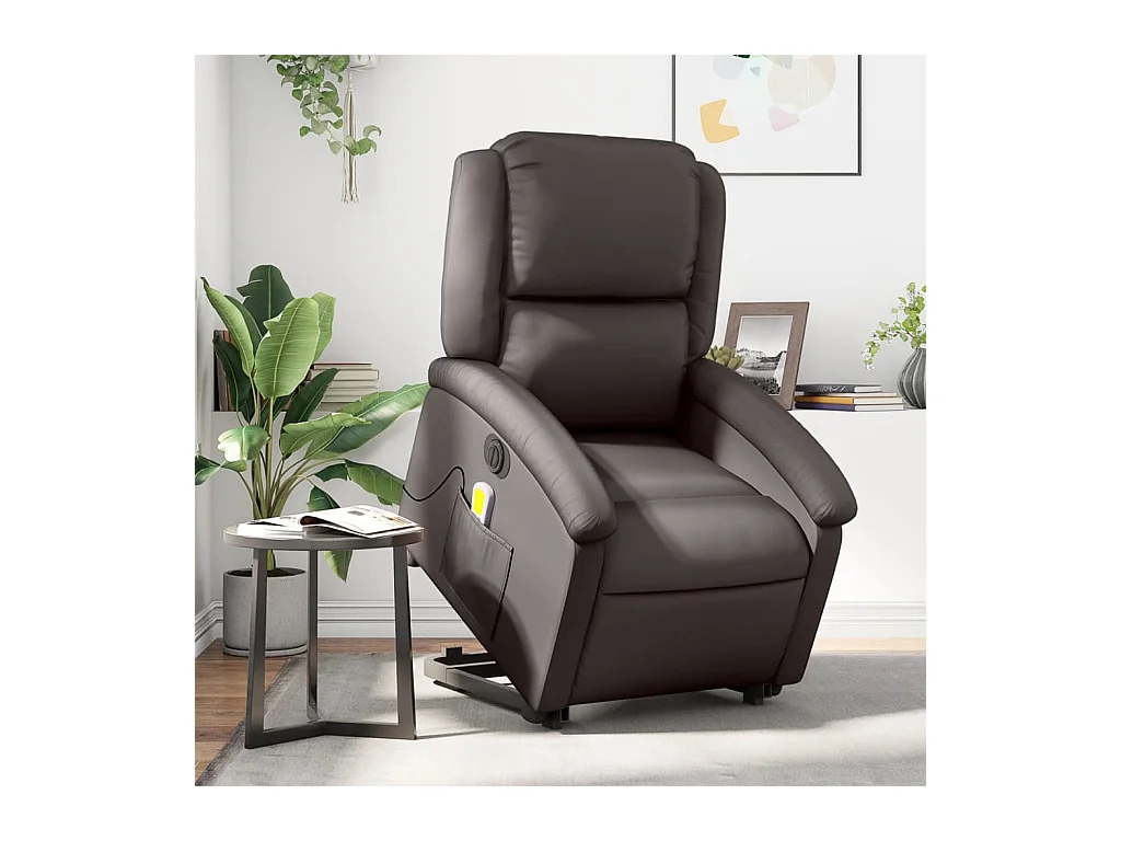 Fauteuil inclinable massant électrique marron foncé