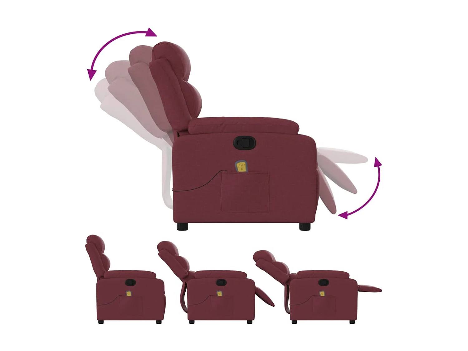 Fauteuil massant inclinable Rouge bordeaux Tissu