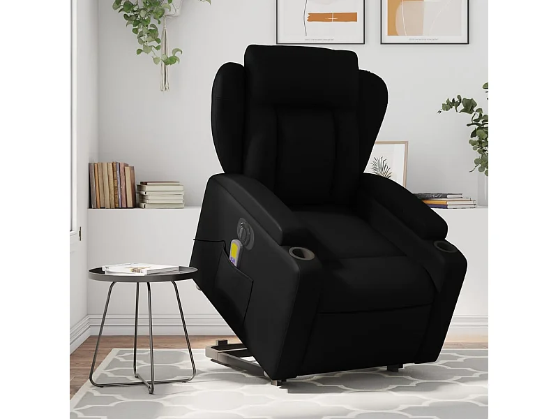Fauteuil inclinable massant électrique noir similicuir