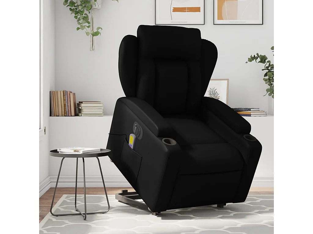 Fauteuil inclinable massant électrique noir similicuir