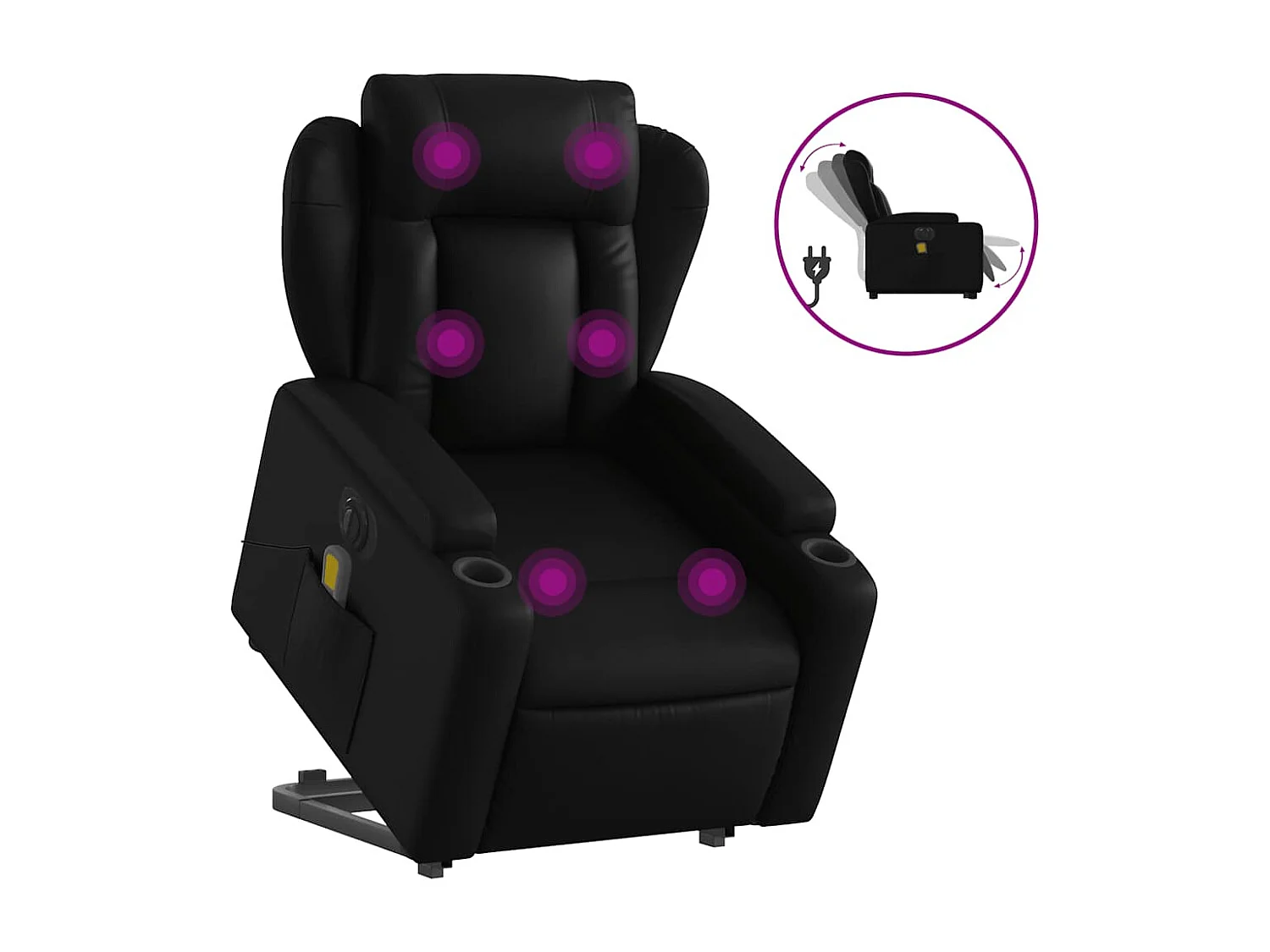 Fauteuil inclinable massant électrique noir similicuir