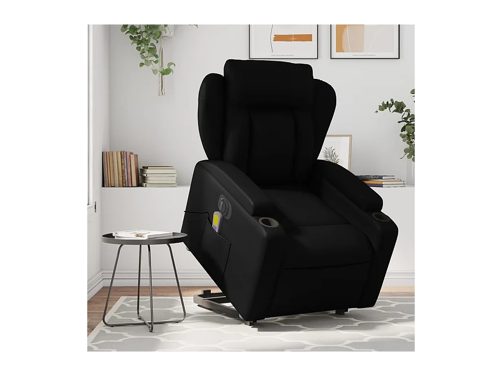 Fauteuil inclinable massant électrique noir similicuir