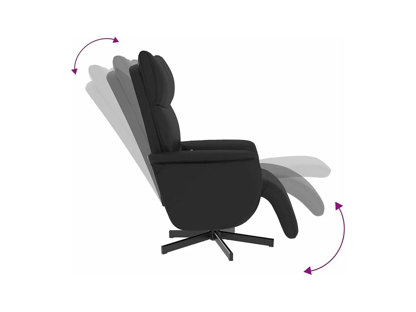 Fauteuil inclinable massant repose-pieds noir similicuir