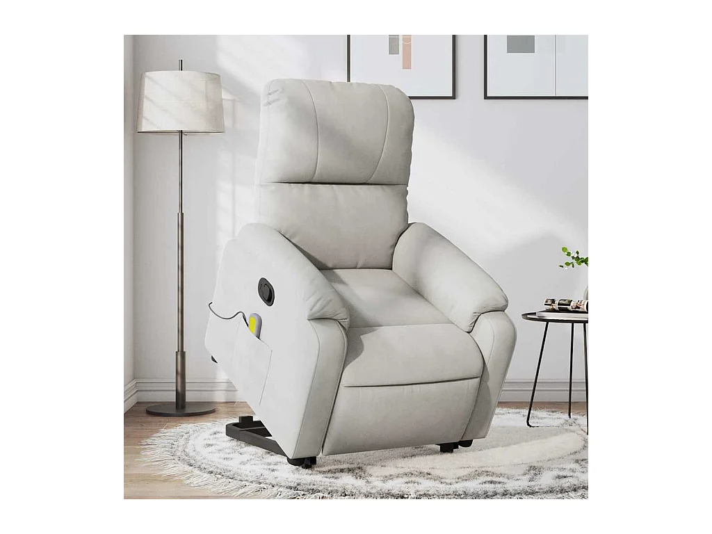 Fauteuil inclinable massant gris clair tissu microfibre