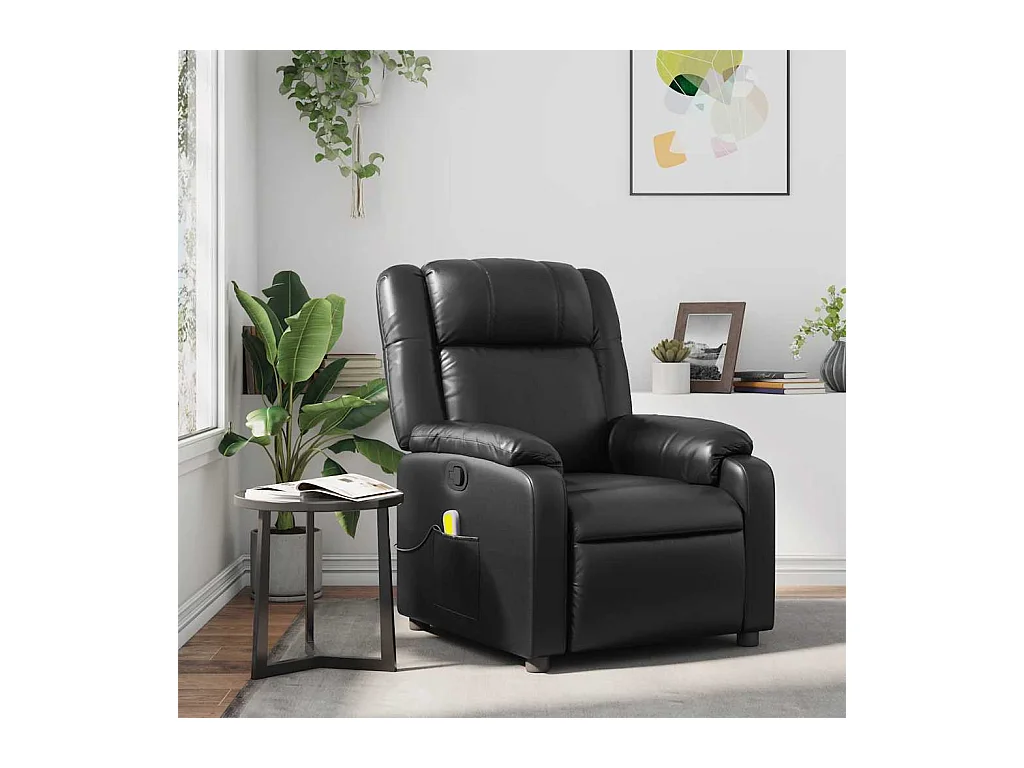 Fauteuil massant inclinable Noir Similicuir
