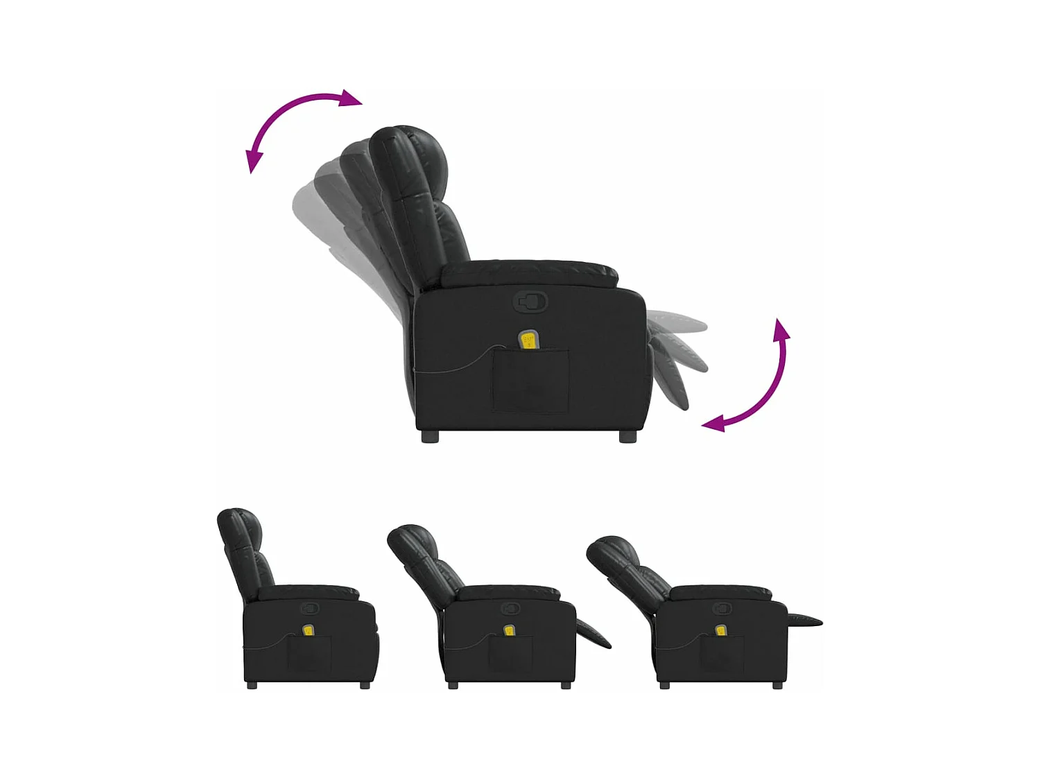 Fauteuil massant inclinable Noir Similicuir