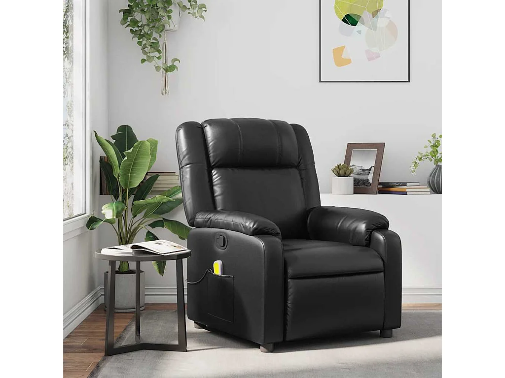 Fauteuil massant inclinable Noir Similicuir