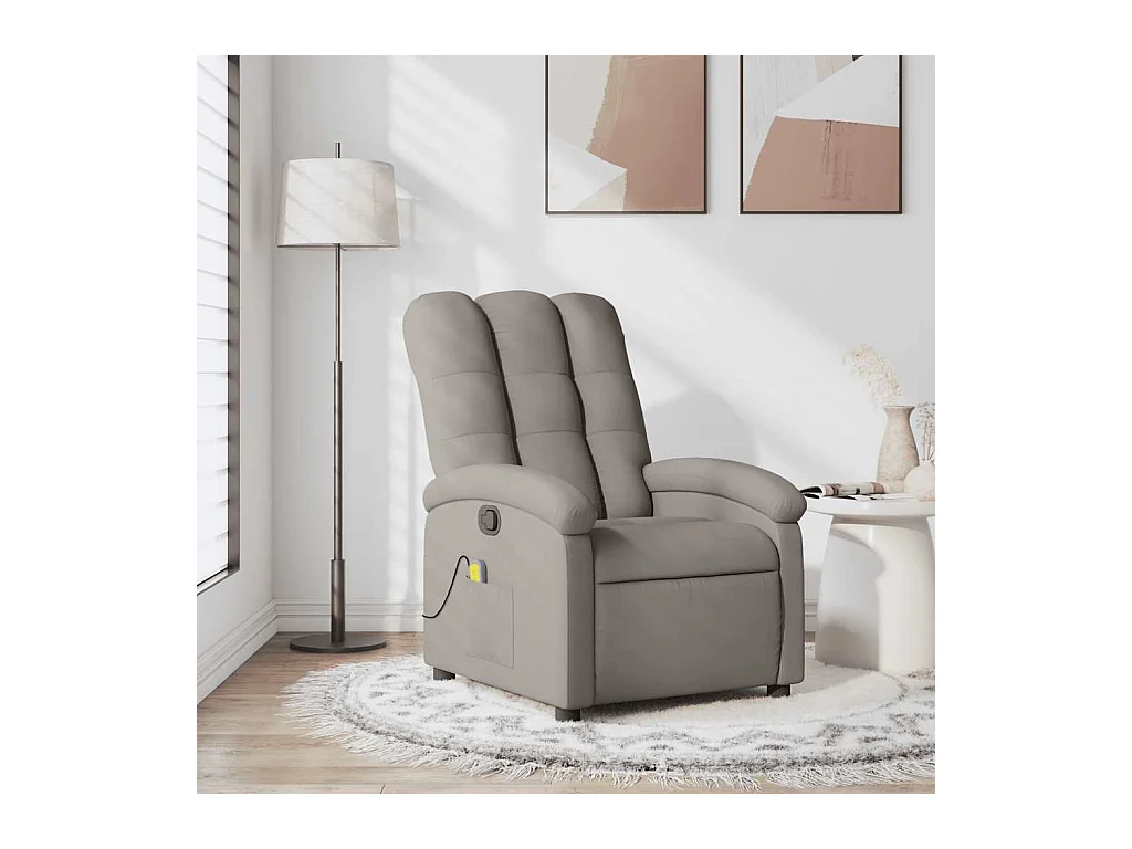 Sillón de masaje reclinable de tela gris taupé