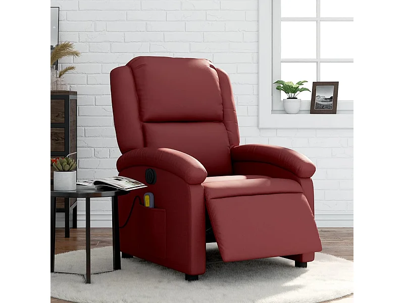 Fauteuil massant inclinable électrique rouge bordeaux
