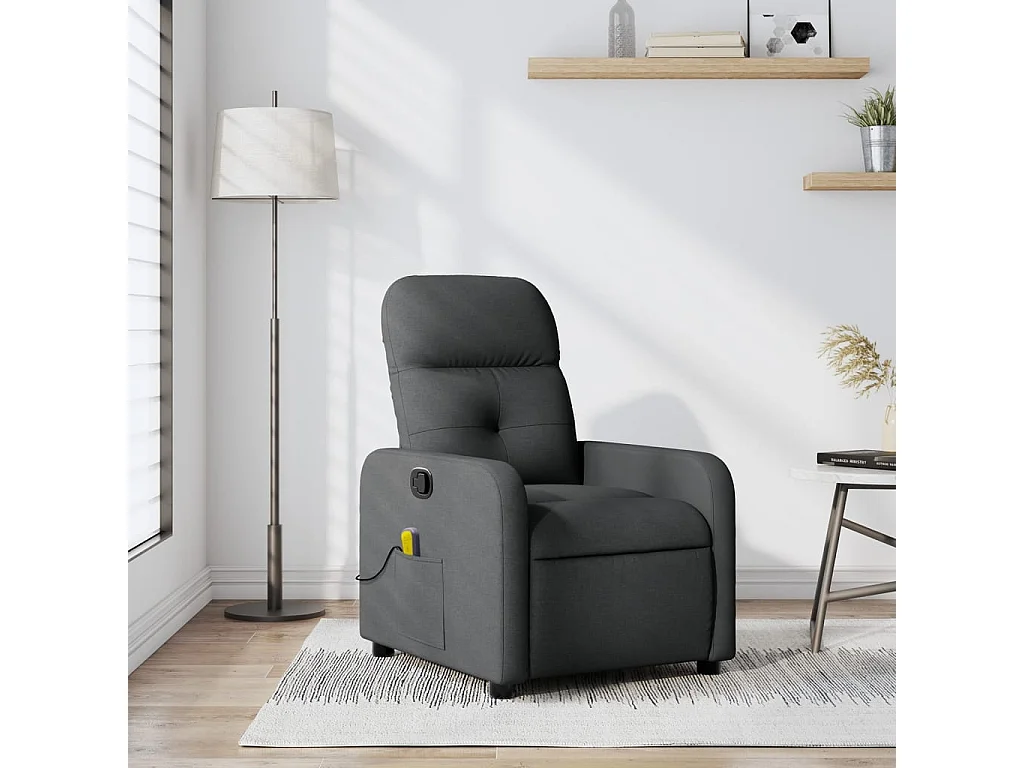 Fauteuil massant inclinable Gris foncé Tissu
