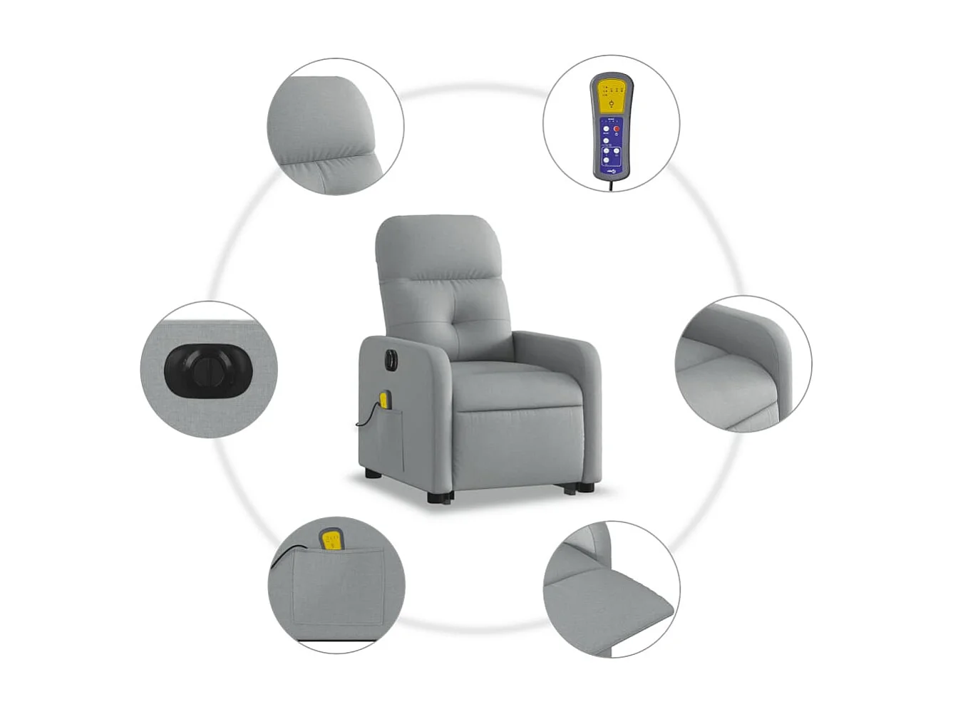 Fauteuil inclinable massant électrique Gris clair Tissu