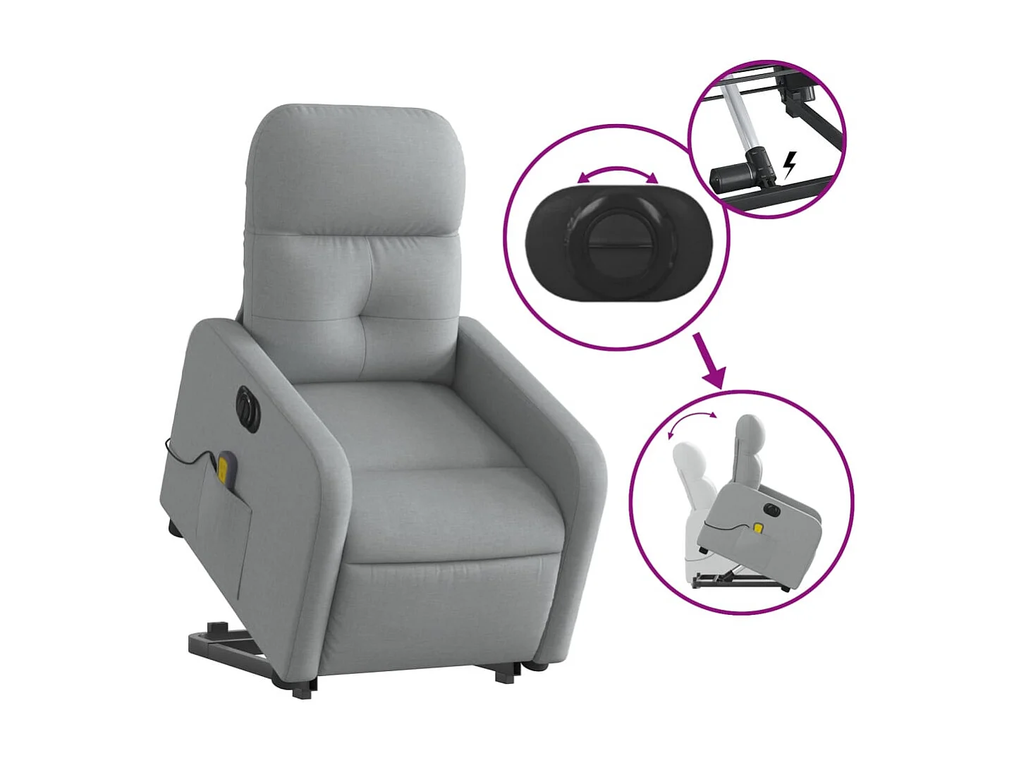 Fauteuil inclinable massant électrique Gris clair Tissu