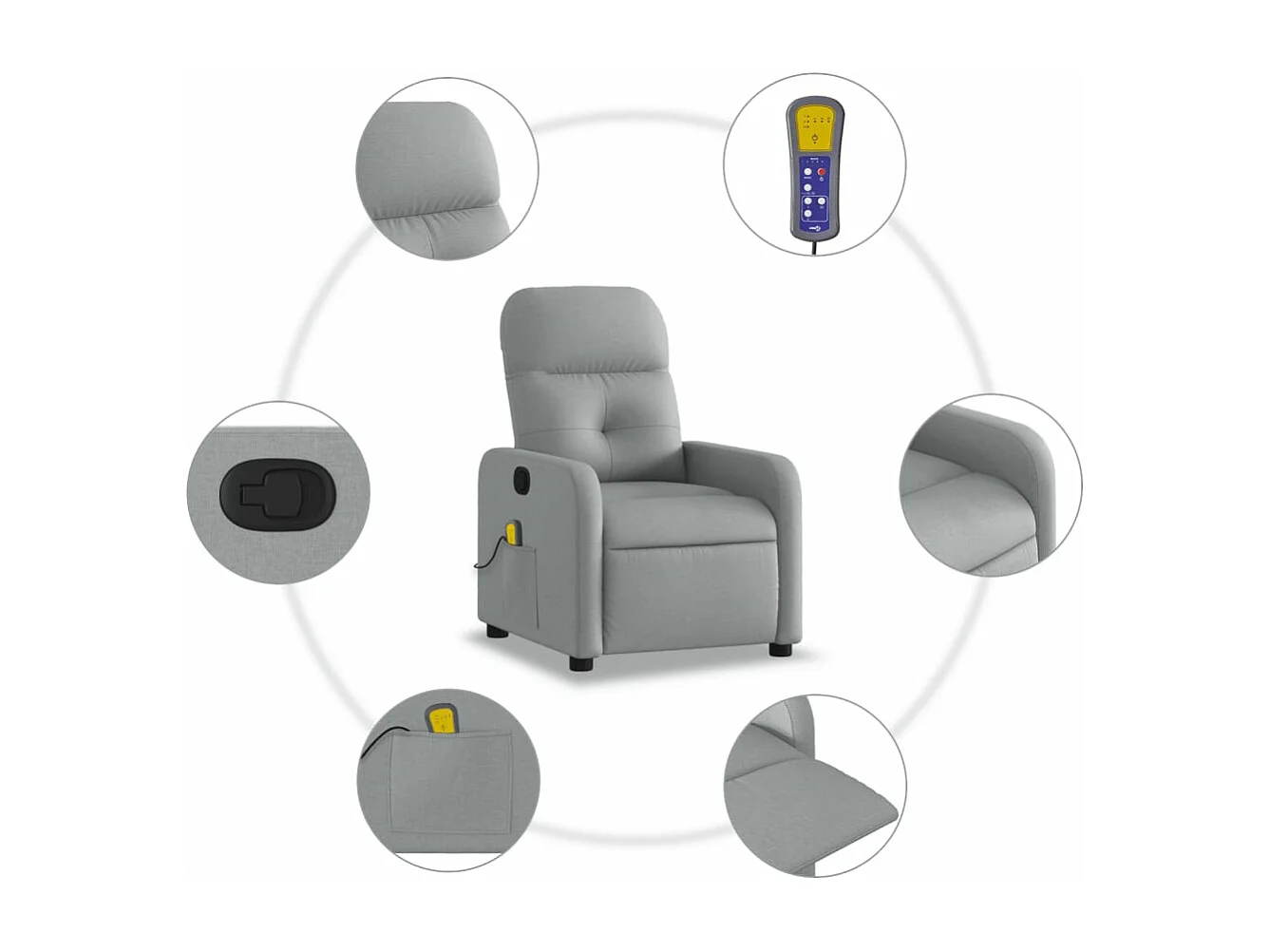 Fauteuil massant inclinable Gris clair Tissu