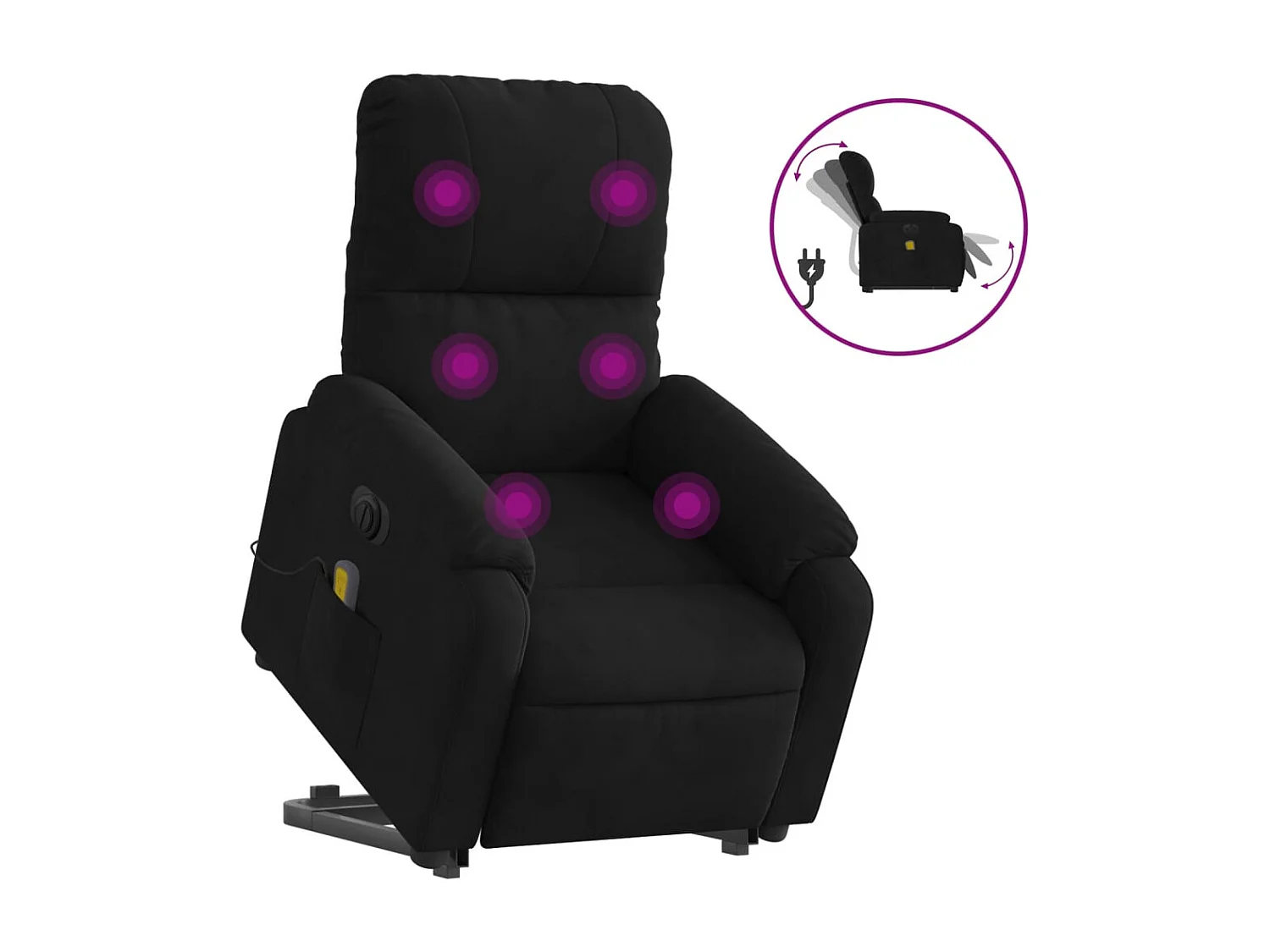 Fauteuil inclinable massant électrique noir tissu microfibre
