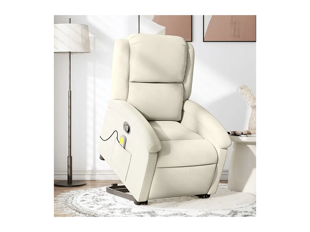 Fauteuil massant inclinable Crème Velours