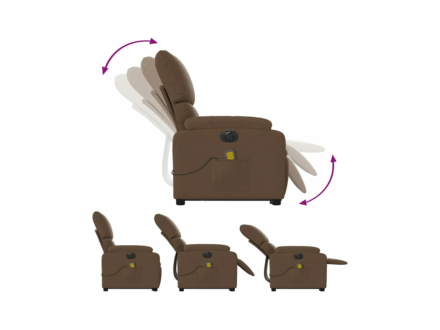 Fauteuil inclinable massant électrique Marron Tissu