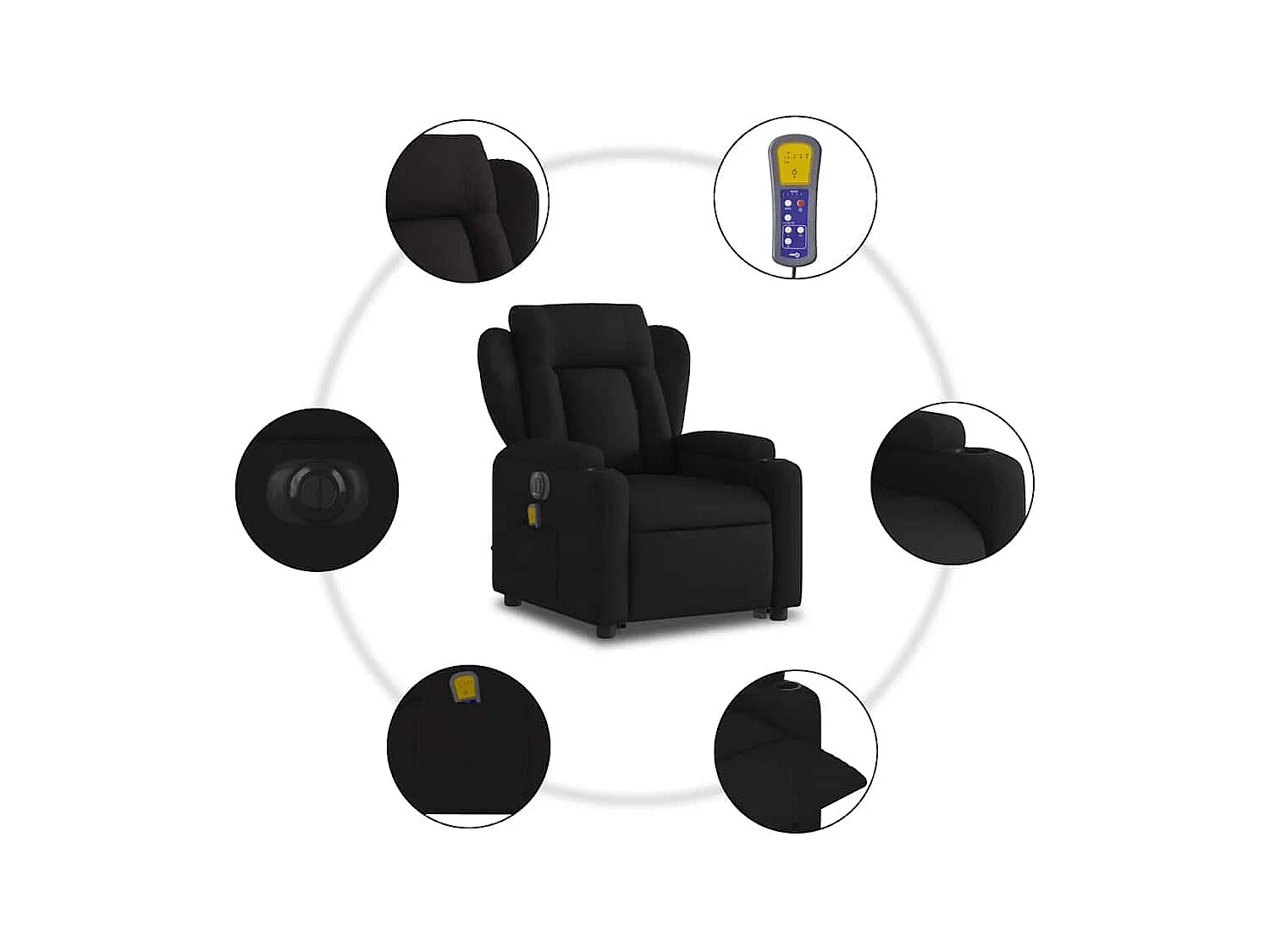 Fauteuil inclinable massant électrique Noir Tissu