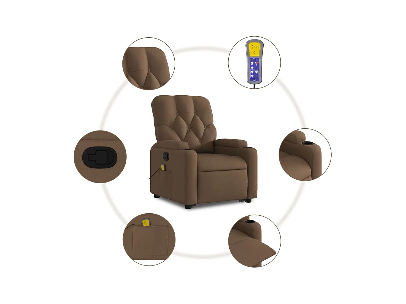 Fauteuil massant inclinable Marron Tissu