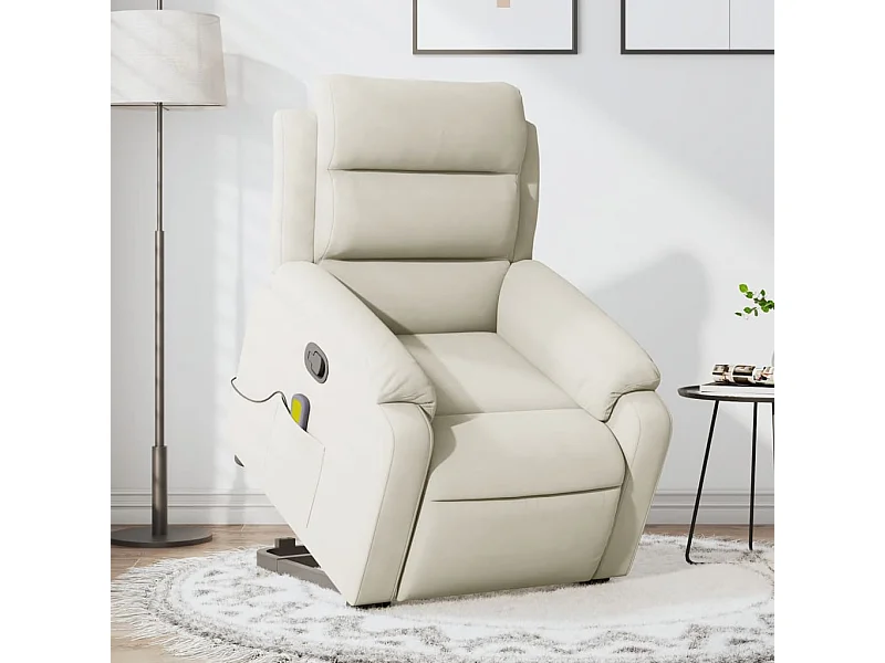 Sillón reclinable de masaje elevable terciopelo crema