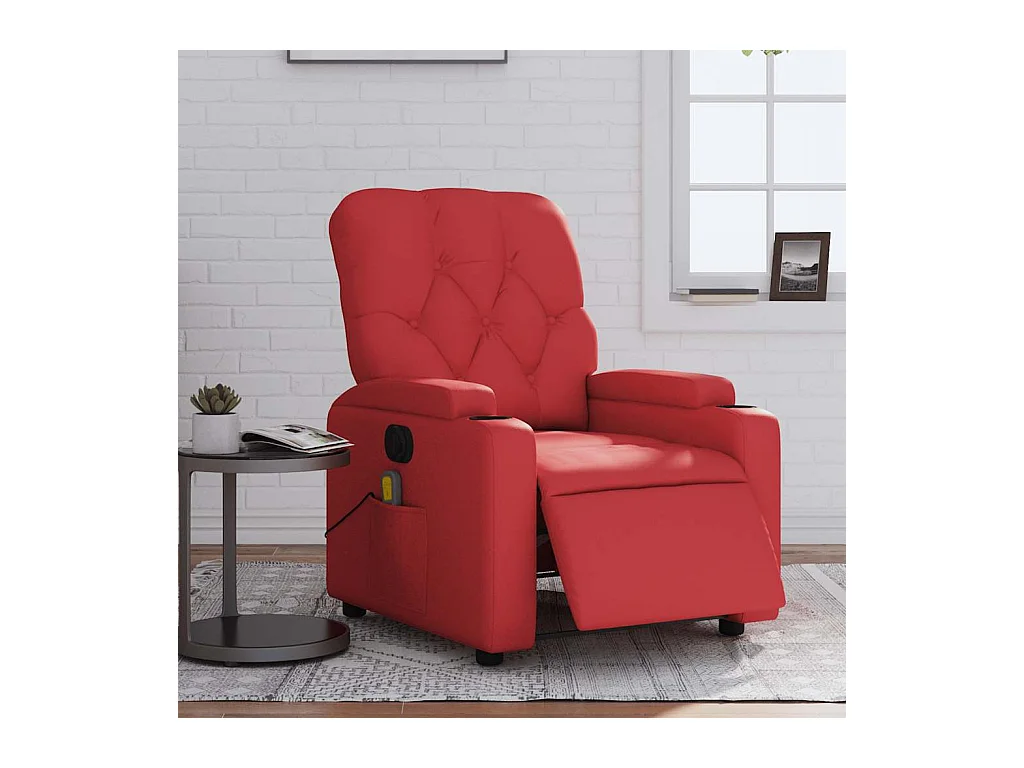 Fauteuil massant inclinable électrique rouge similicuir