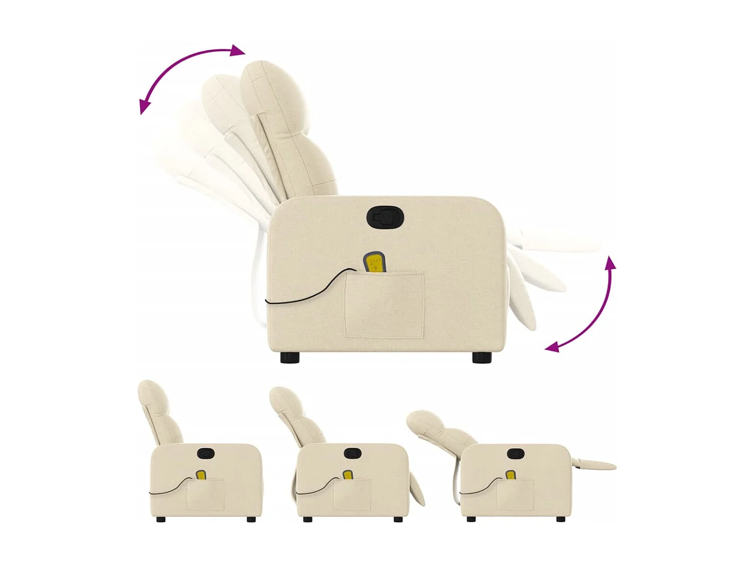 Fauteuil massant inclinable Crème Tissu