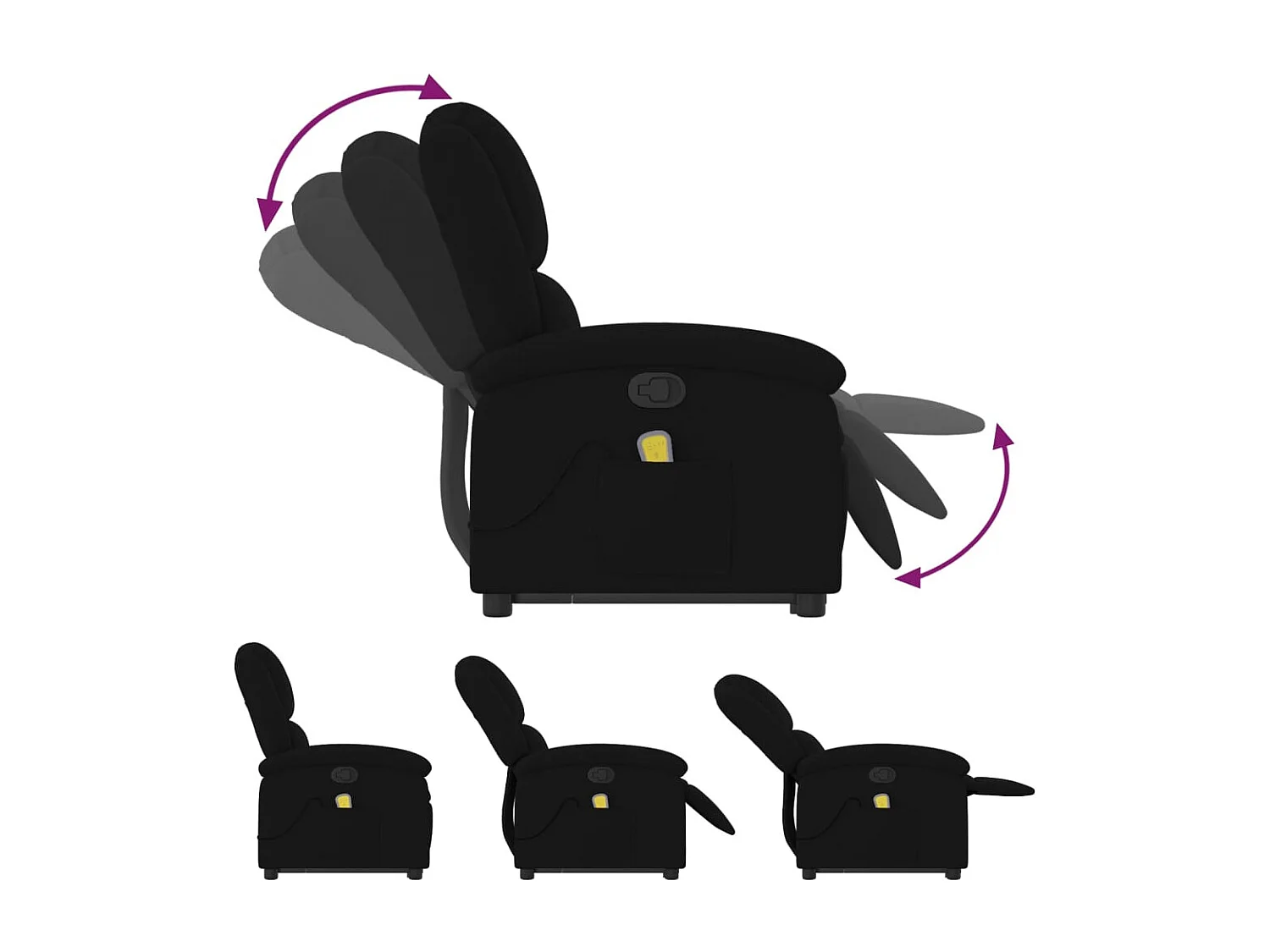 Fauteuil massant inclinable Noir Velours